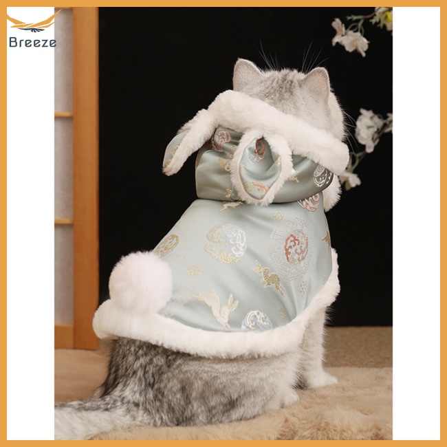 Áo Choàng Hai Lớp Bằng Vải Flannel Dày Dặn Giữ Ấm Có Nút Dành Cho Thú Cưng