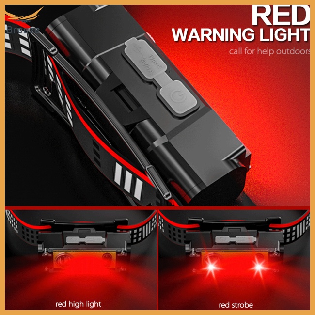 Đèn Pin Đeo Đầu 6 Chế Độ Chống Nước Ip64 Có Thể Sạc Lại Bằng Cổng Usb