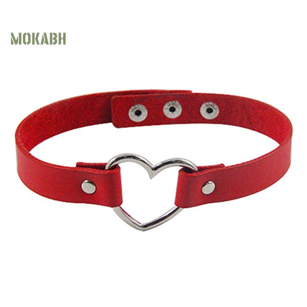 Vòng Cổ Choker Giả Da Họa Tiết Trái Tim Rỗng Phong Cách Gothic Punk
