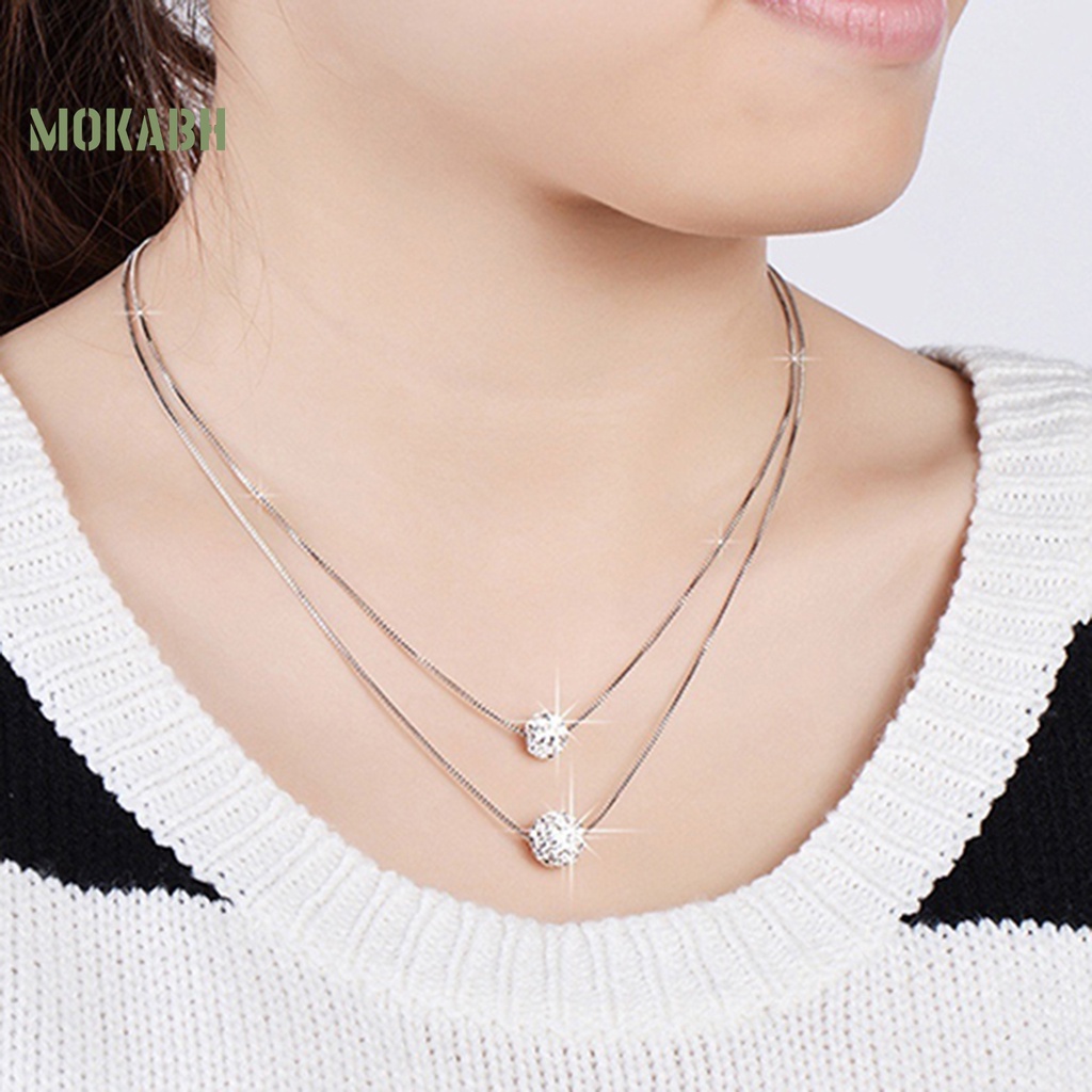 Vòng cổ Hai Lớp Đính Đá Kiểu Dáng Đơn Giản Sang Trọng Cho Nữ