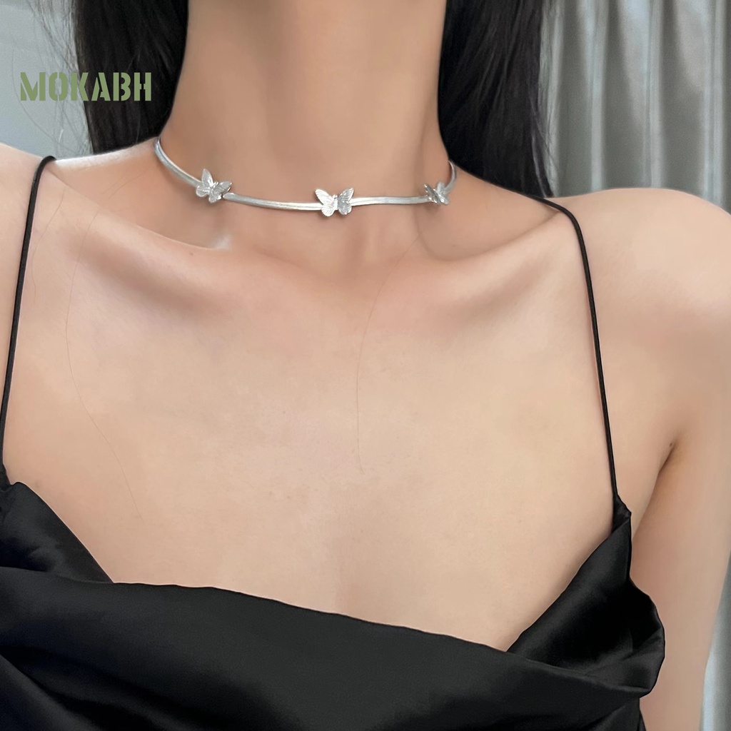 [Mok Abh] Vòng Cổ Mạ Bạc Hình Xương Rắn Thanh Lịch Thời Trang Cho Nữ