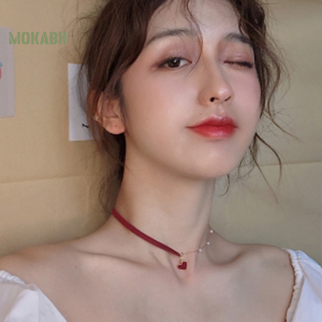 Vòng Cổ Choker Hình Trái Tim Đính Hạt Ngọc Trai Nhân Tạo Thời Trang