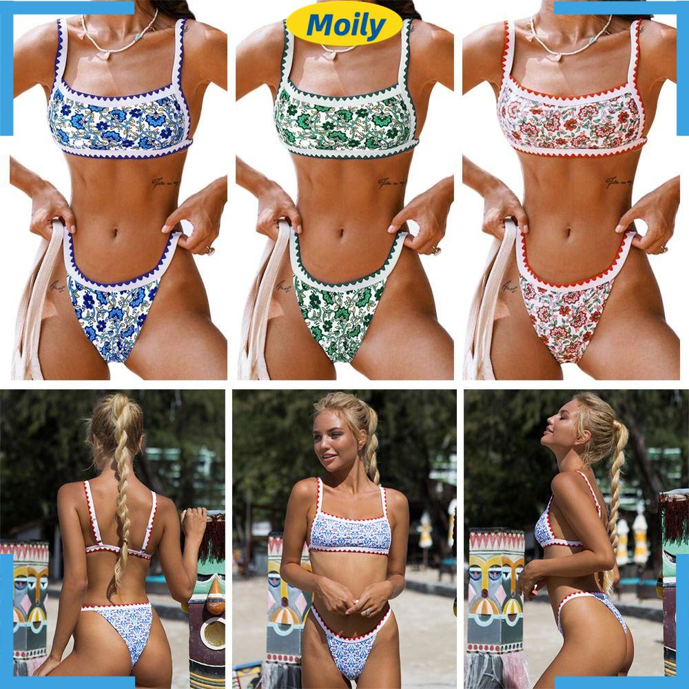 MOILYVN Bộ Đồ Bơi Hở Lưng In Họa Tiết Quyến Rũ Dành Cho Nữ