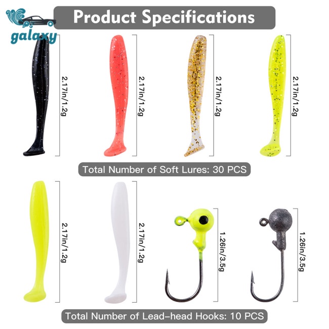 Galaxy Set 40 Mồi Câu Cá 5 Ngăn Trong Suốt Kèm Hộp Đựng