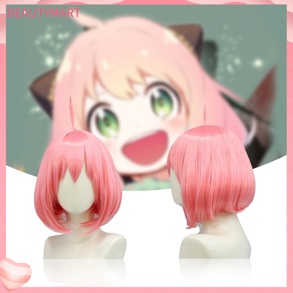 Bộ Tóc Giả Ngắn Bằng Sợi Tổng Hợp Màu Hồng Bóng Mượt Mà Chịu Nhiệt Độ Cao Cosplay Nhân Vật Anime