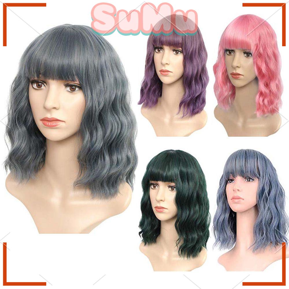 SUMU Bộ Tóc Giả Mái Ngang Bằng Polychromatic Hóa Trang Halloween Cho Nữ