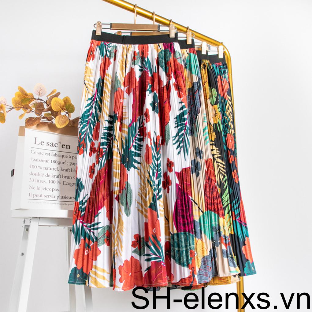 Chân Váy Dài Lưng Cao Mềm Mại In Họa Tiết Phong Cách Cổ Điển Thời Trang Mùa Hè Xinh Xắn Cho Nữ