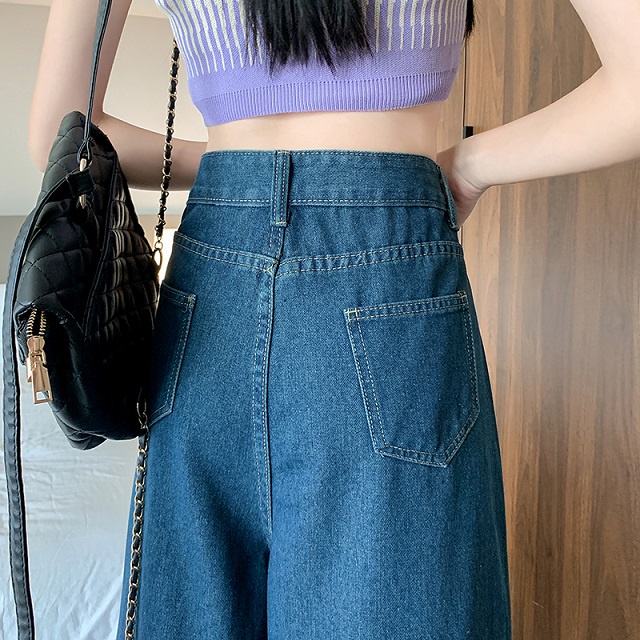 NZN Quần jeans Nữ Ống Rộng Thời Trang Phong Cách Hàn Quốc