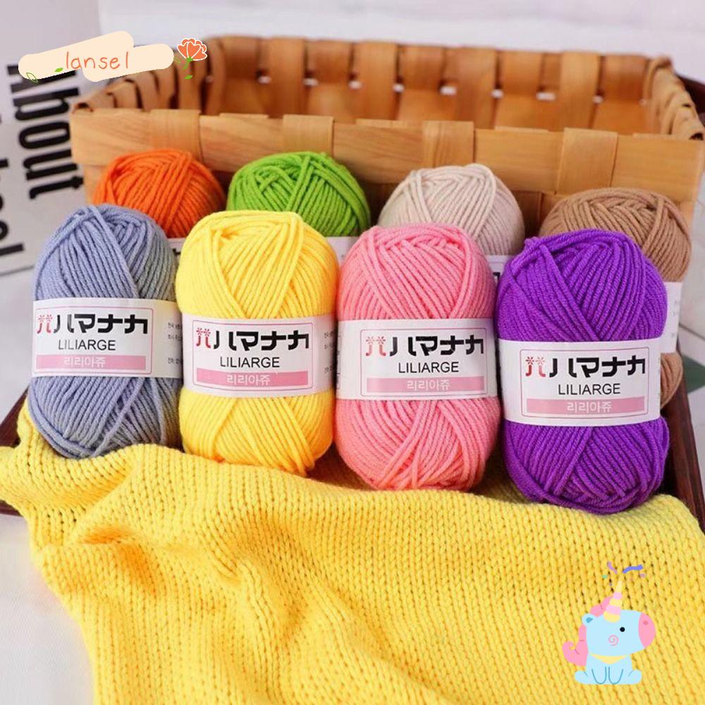 Set 3 Cuộn Len Cotton Sữa 4 Sợi Mềm Mại Dùng Đan Đồ Thủ Công DIY Cho Bé