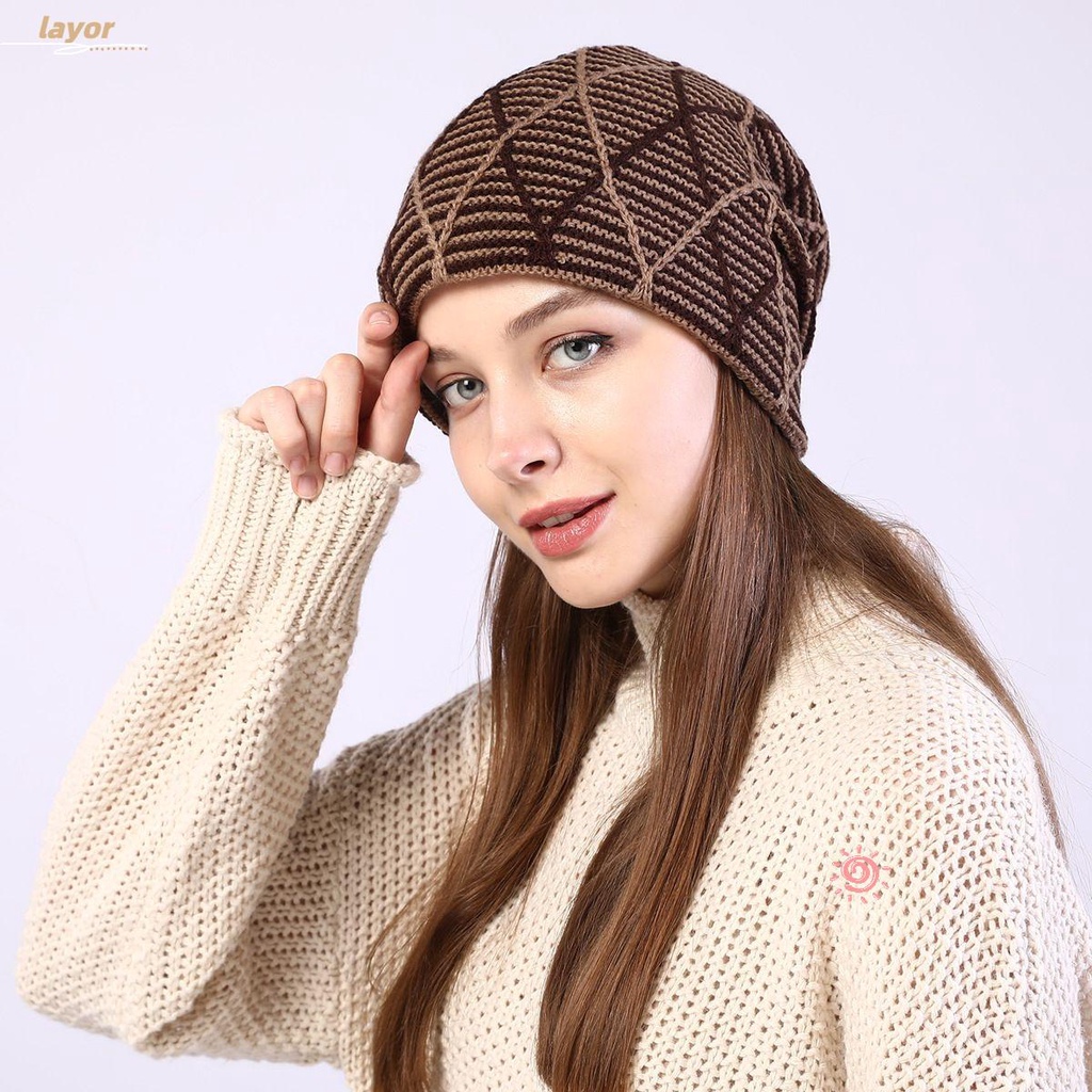 LAY Mũ Beanie Dệt Kim Thời Trang Thu Đông Cho Nữ