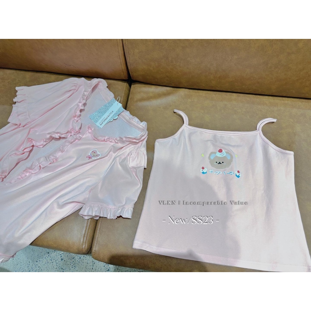 Set áo 2s gấu kèm khoác viền bèo