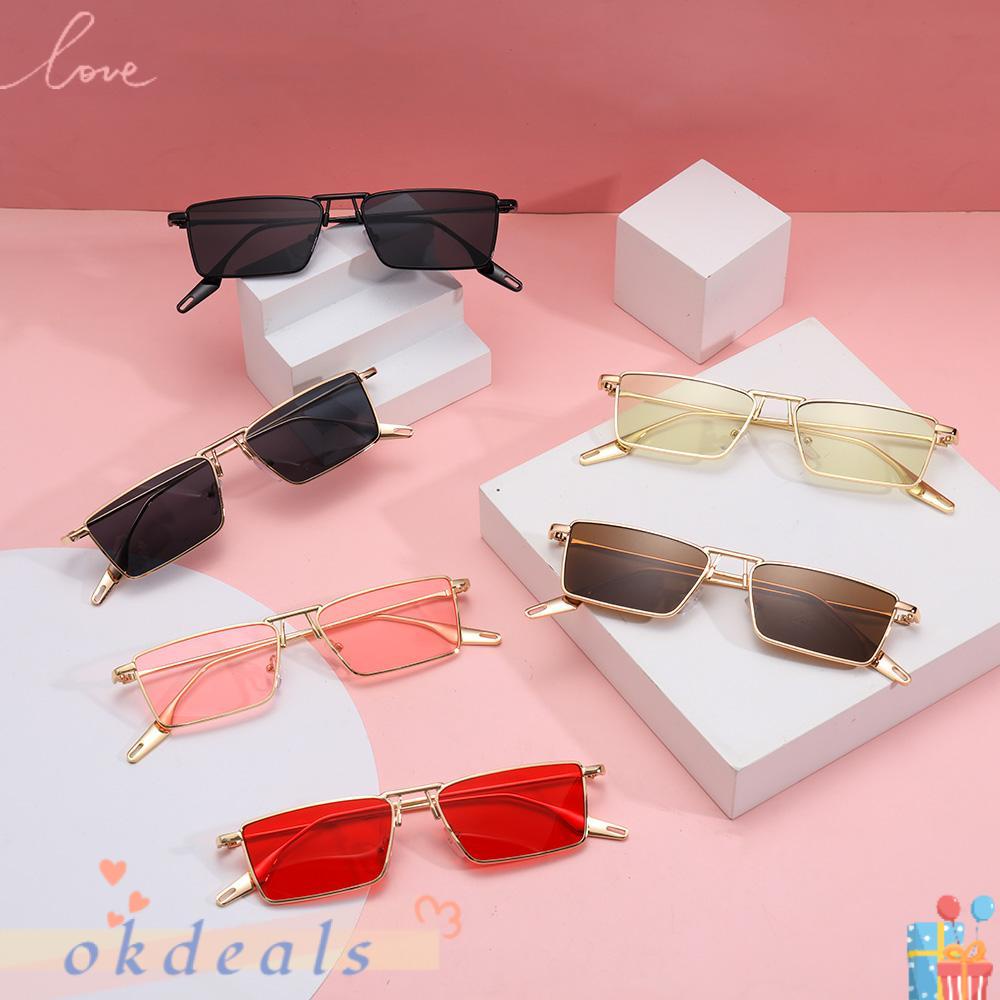 OKDEALS Kính Mát Hình Chữ Nhật Gọng Kim Loại Chống Tia UV