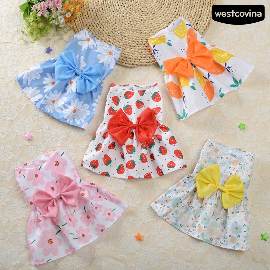 [COD]♞Đầm Không Tay Mềm Mại In Họa Tiết Hoa Dành Cho Cún Cưng