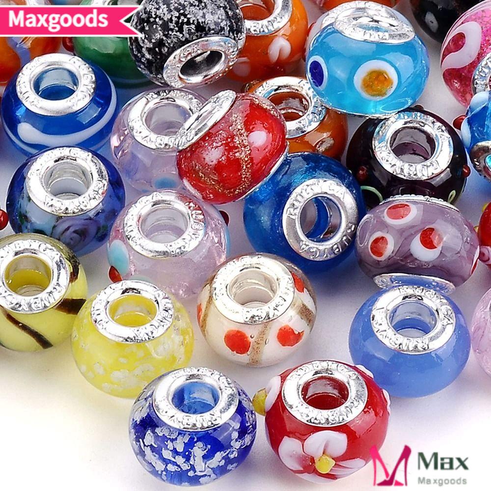 MAXG Bộ 50 Hạt Thủy Tinh Nhiều Màu Sắc Dùng Làm Trang Sức Thủ Công