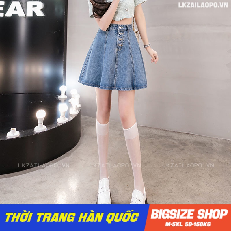 Chân váy denim nữ chân váy jeans bò nữ ngắn Bigsize chân váy nữ lưng cao cạp cao chữ a mùa hè Phong cách Hàn Quốc Thời Trang tiểu thư cá tính xinh đẹp cho người mập béo
