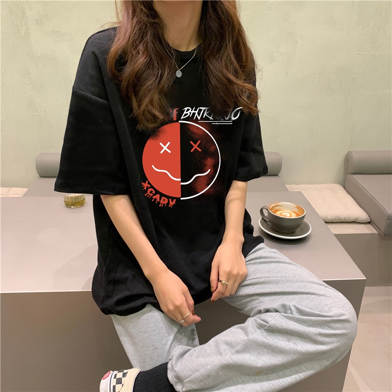 NZN Áo Thun midi Tay Ngắn Dáng Rộng In Họa Tiết Thời Trang Mùa Hè Cho Nữ