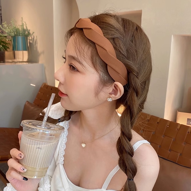 Băng Đô Cài Tóc Màu Cà Phê Phong Cách Hàn Quốc Thời Trang Mùa Hè Xinh Xắn