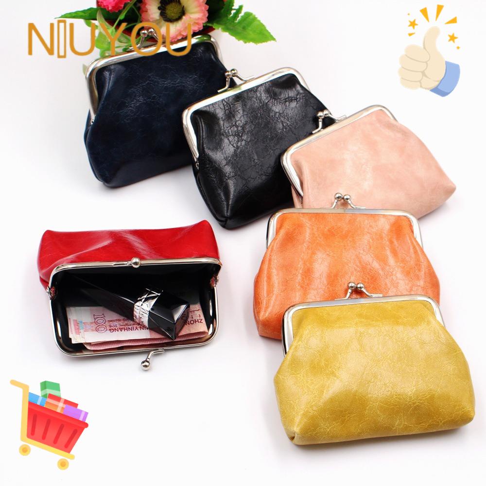 NIUYOU Ví Da Pu Cầm Tay Đựng Tiền Xu Son Môi Thiết Kế Dễ Thương Cho Nữ