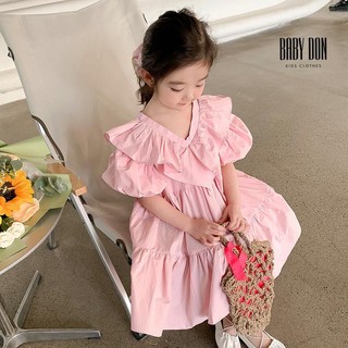 Đầm Cổ Tim Tay Phồng Cho Bé Gái