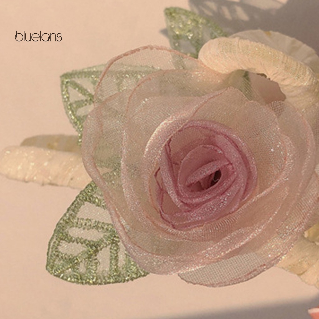 Kẹp Tóc Càng Cua Bằng Vải Lưới Đính Hoa Kiểu Dáng Ngọt Ngào Chất Lượng Cao