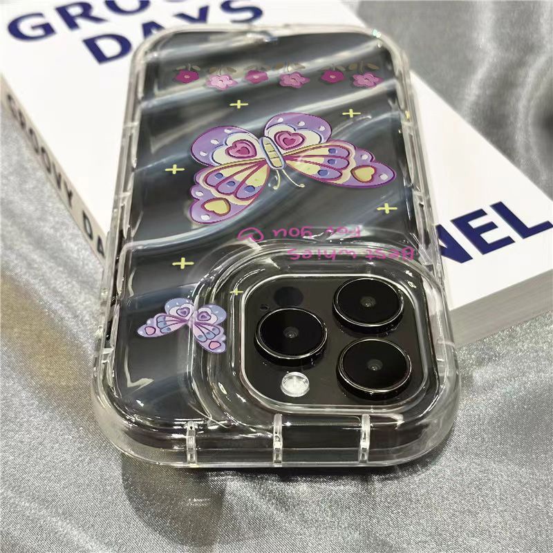 Ốp Điện Thoại Mềm Trong Suốt Họa Tiết Bướm Dễ Thương Cho Iphone 14Promax 8 1312 xr7 / 11plus KZ5A