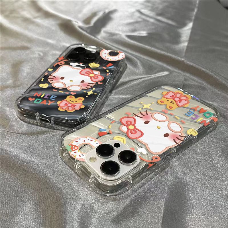 Ốp Điện Thoại Mềm Trong Suốt Họa Tiết Mèo / Bánh Donut Cho iPhone14promax 1312 / 11 7 / 8plus xr / sins LQI7