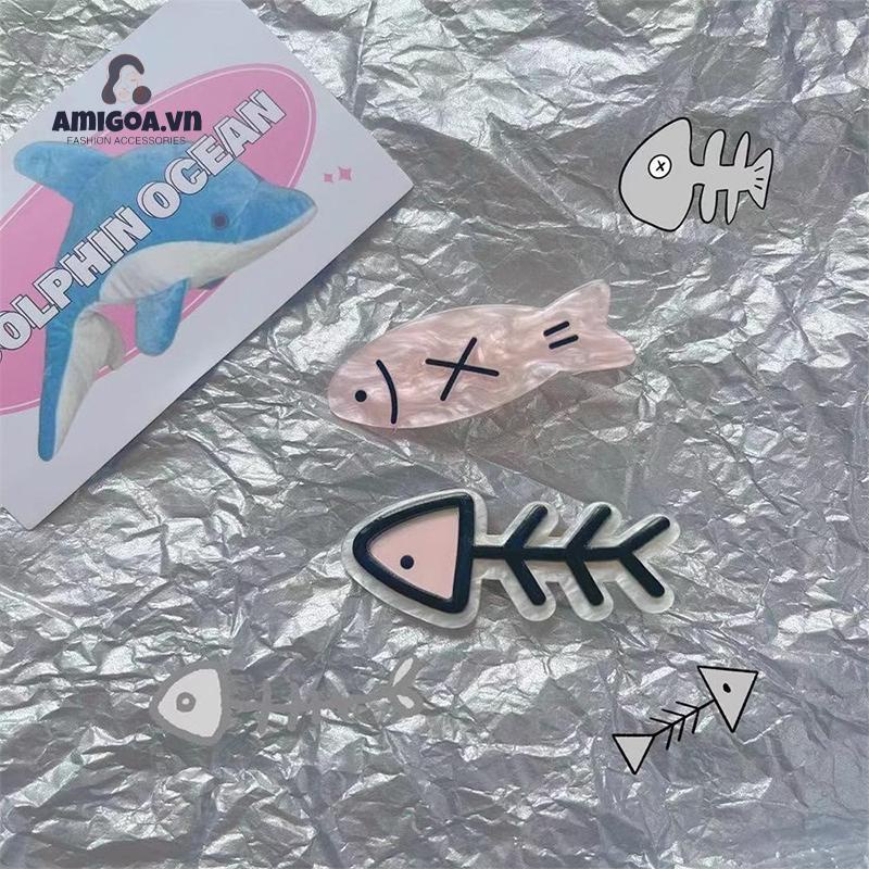 ✨✨Kẹp Tóc Hình Xương Cá Nhỏ Dễ Thương Sáng Tạo Phong Cách niche Ngọt Ngào