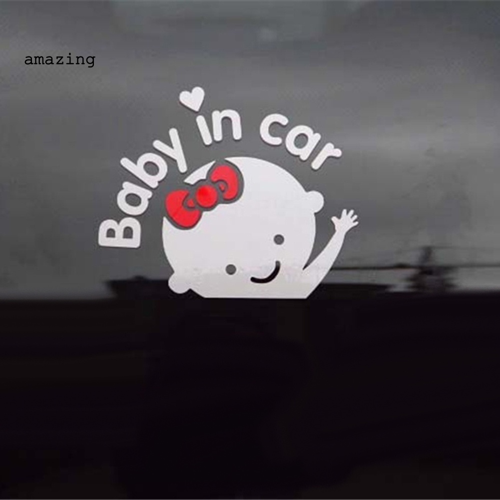 Miếng Dán Họa Tiết Hoạt Hình Baby in Car 3D Trang Trí Kính Chắn Gió Xe Hơi