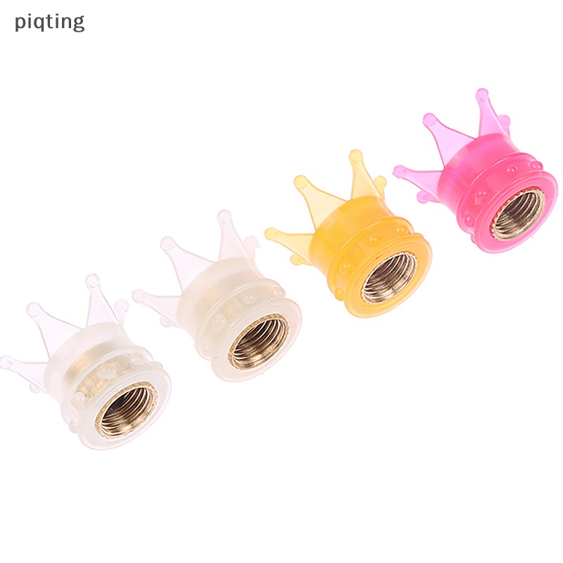 Piqt set 4 Nắp Van Bánh Xe Hơi / Xe Tải / Xe Máy Hình Vương Miện Dạ Quang Thông Dụng