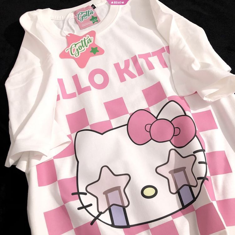 SANRIO Áo Thun Nữ Tay Ngắn In Hình Hello Kitty Y2K Dễ Thương