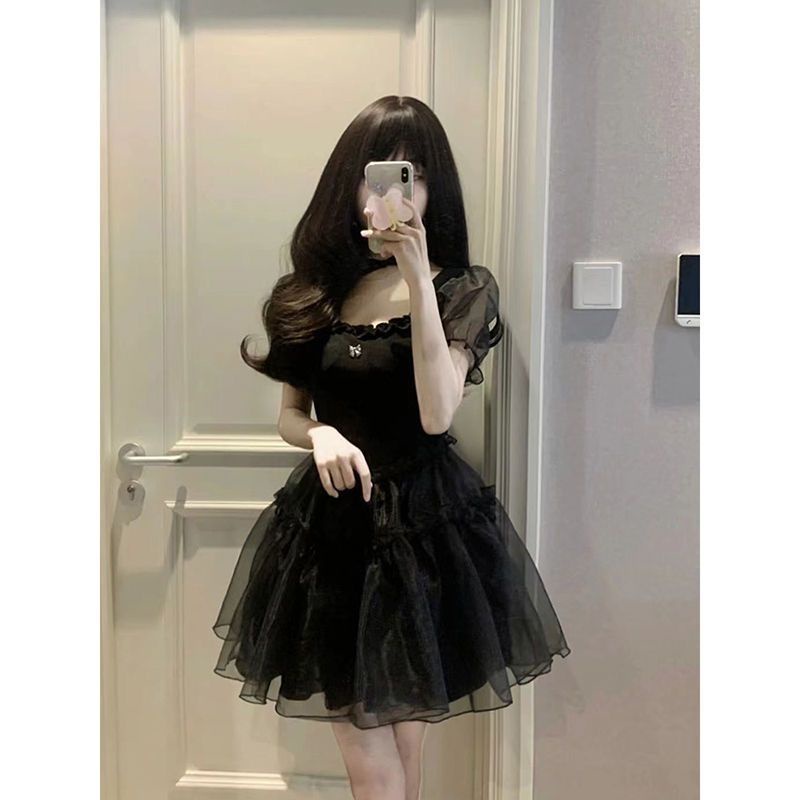 Đầm Công Chúa Dáng Ôm Tay Phồng Thời Trang Pháp Cổ Điển Cho Nữ