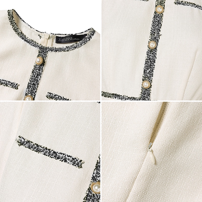 Zanzea Đầm Nữ Tay Lửng Cổ Tròn Phối Ren Thời Trang Hàn Quốc