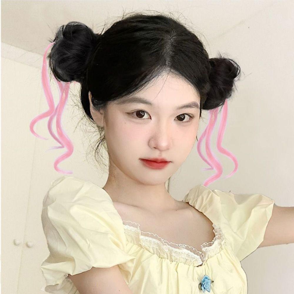 MXMUSTY Bộ 2 Búi Tóc Giả Màu Đen Tự Nhiên Cách Nhiệt Dành Cho Nữ