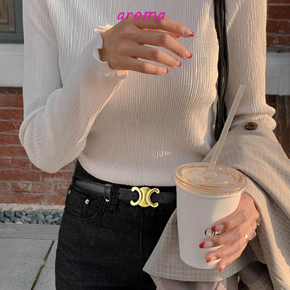 AROMA Thắt Lưng Khóa Tròn Đôi Bằng Hợp Kim Thời Trang Cá Tính Cho Nữ