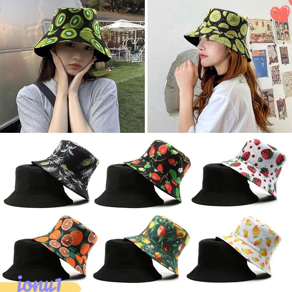 JONYE Mũ Bucket Chống Nắng Ngoài Trời Hoạ Tiết Trái Cây Xinh Xắn