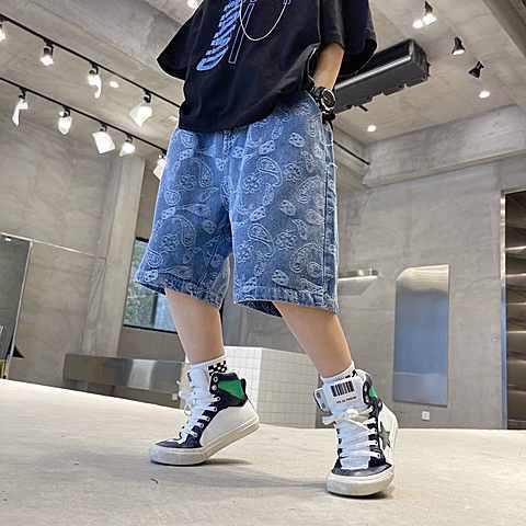 Quần Short denim Ống Rộng Thời Trang Cho Bé Trai Trung Niên