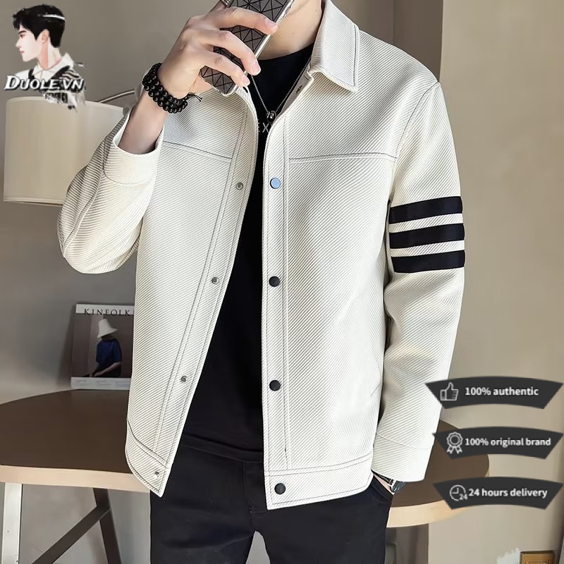 【3 Màu】áo khoác nam thời trang hàn quốc họa tiết kẻ sọc trẻ trung cho nam mùa thu và mùa đông cảm giác thiết kế lớp đôi ácảm giác thiết kế nhỏ trang chủ