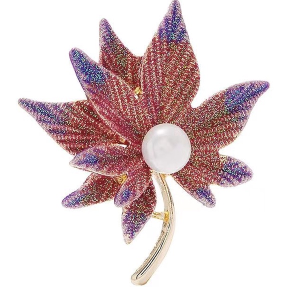 Ghim Cài Áo Hình Lá Phong Thời Trang Hàn Quốc