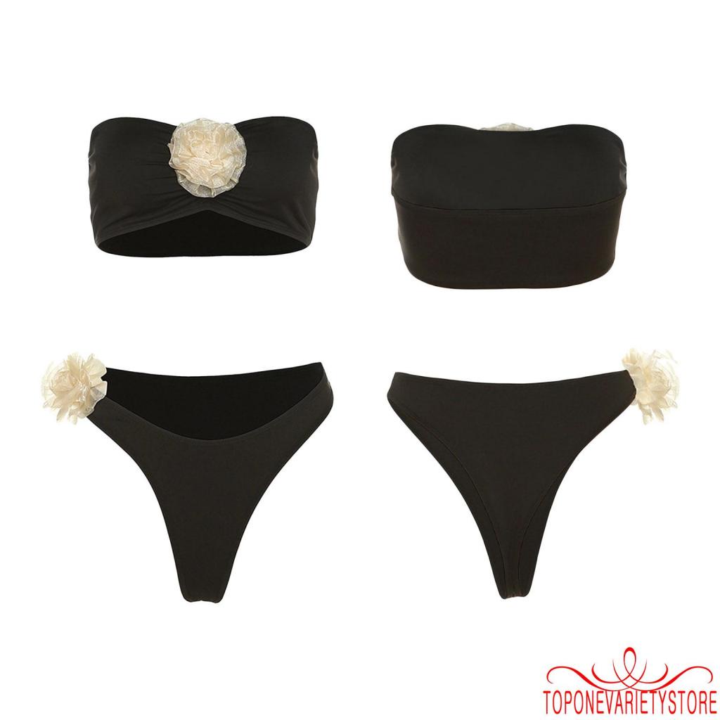 Bộ Bikini Hai Mảnh Họa Tiết Hoa Kèm Quần Lưng Thấp Gợi Cảm Cho Nữ