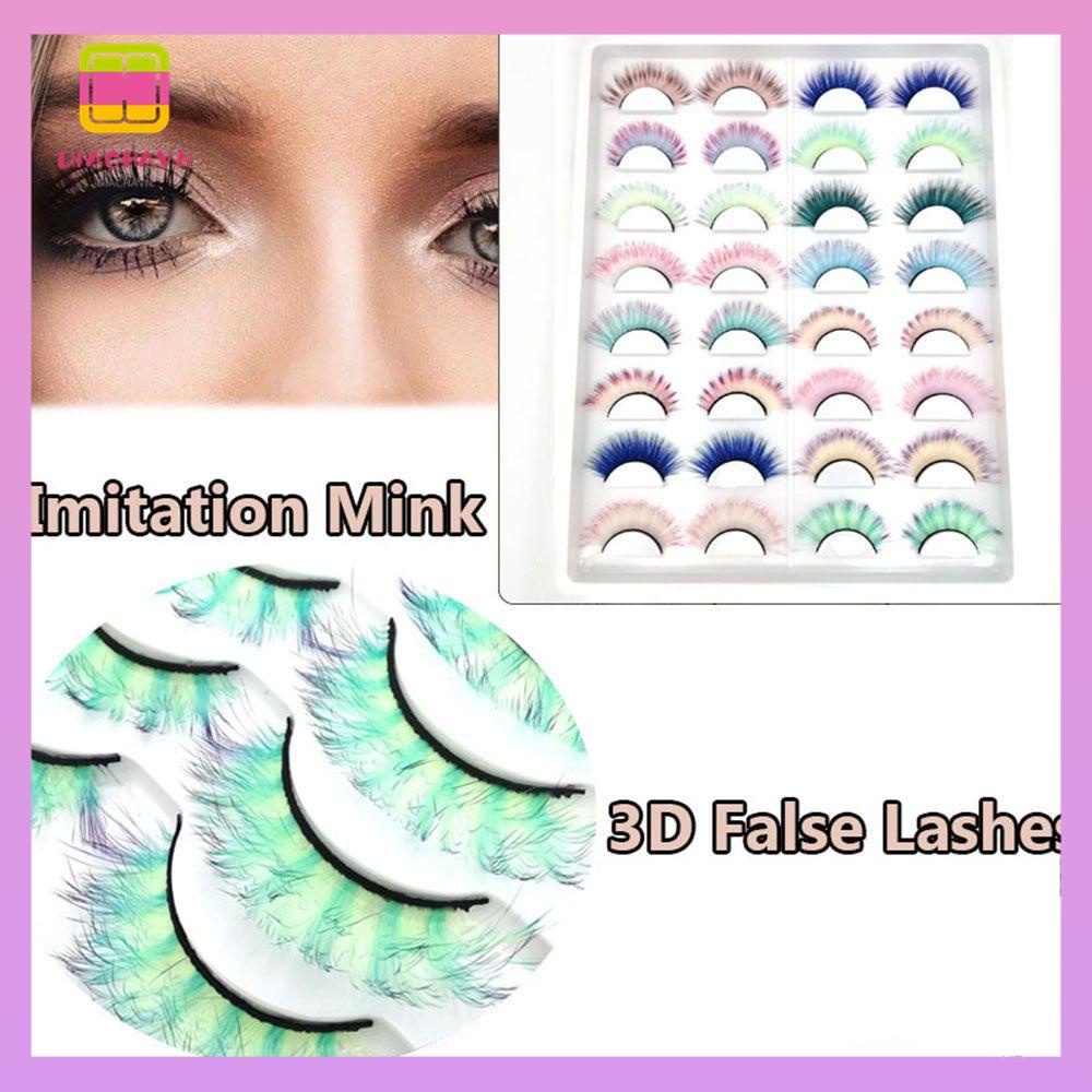 DIACHAVN Set 5 Cặp Lông Mi Giả 3D Cong Dài Tự Nhiên Màu Sắc