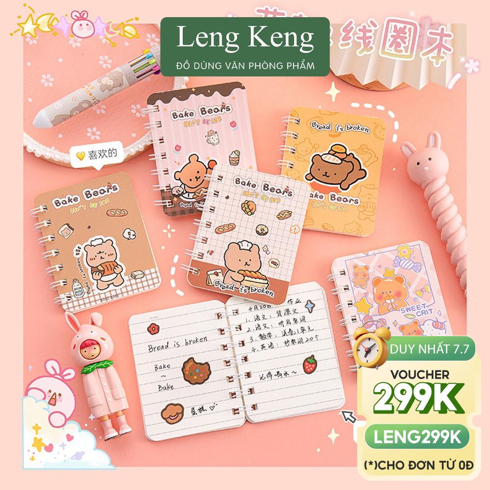 Sổ tay mini cute văn phòng phẩm Leng Keng sổ lò xo a7 120 trang S80 ...