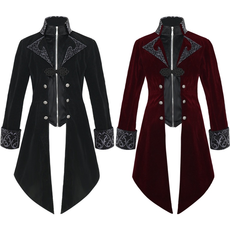 Áo Khoác Tuxedo Steampunk Tay Dài Chống Gió Hóa Trang Hoàng Tử Thời Trung Cổ Cho Nam