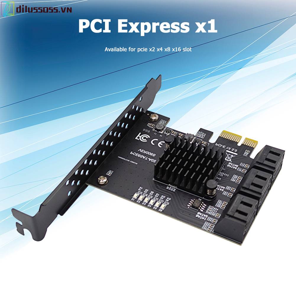 Card 6 Cổng SATA III PCIe 6Gbps SATA 3.0 Sang PCIe 1X Kèm Giá Đỡ