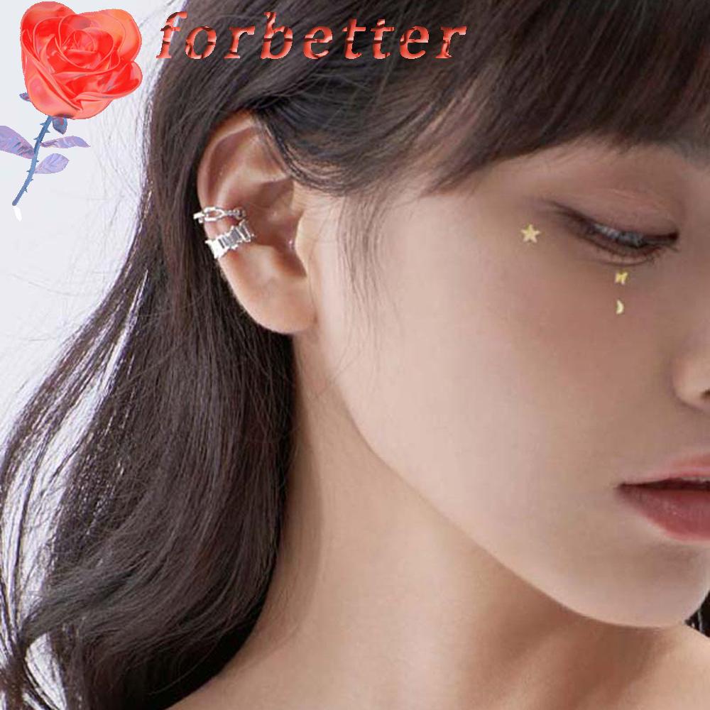 FORBETTER Khuyên Kẹp Vành Tai S925 Không Xỏ Lỗ Phong Cách Hip hop Thanh Lịch Cho Nữ