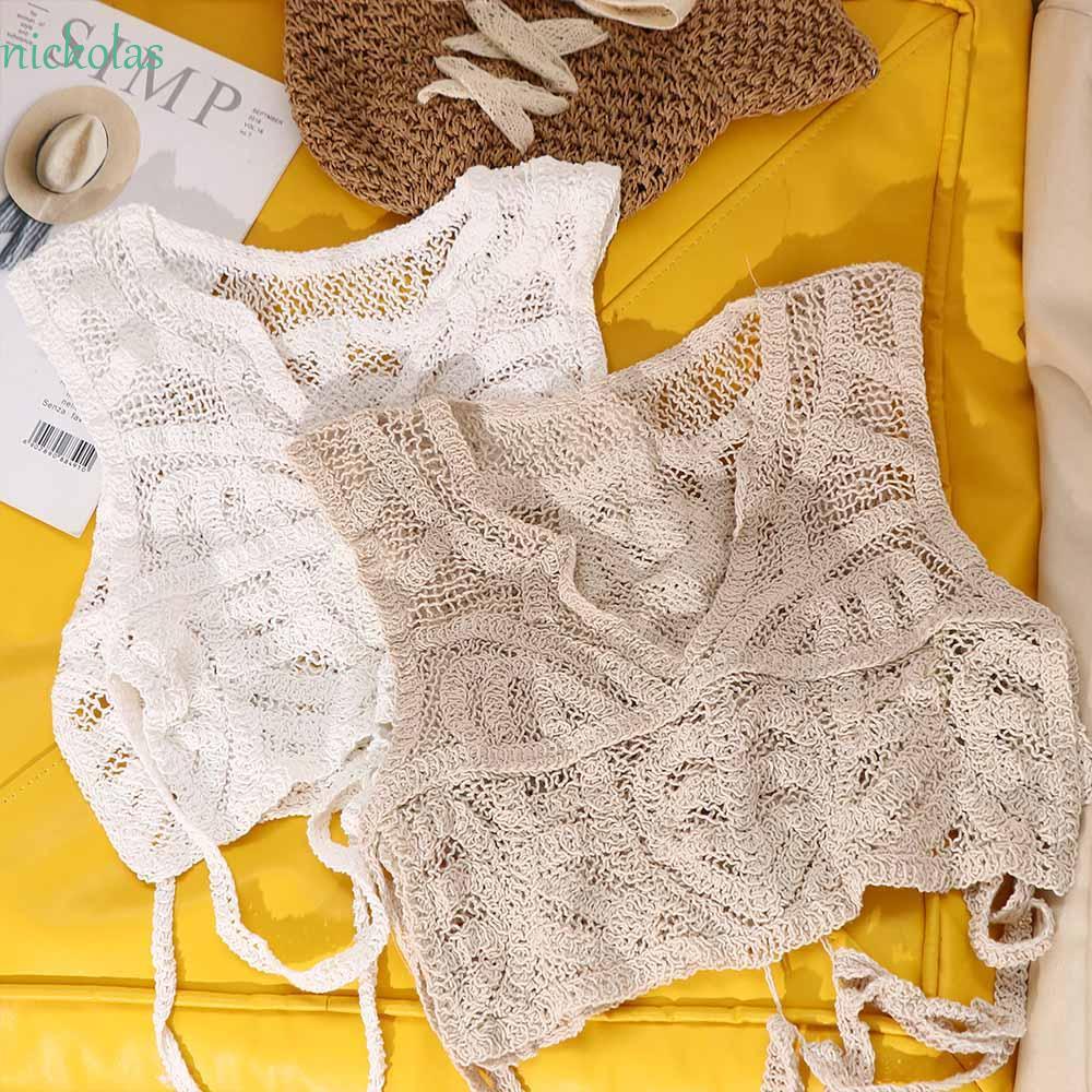 NICKOLAS Áo Hai Dây Cổ Chữ V Sâu Chất Liệu Cotton Co Giãn Thêu Họa Tiết Thời Trang Đi Biển Cho