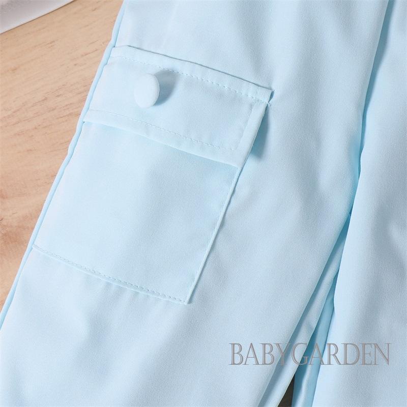 Set Áo Tay Bèo Nhún Màu Sắc Ngọt Ngào + Quần Yếm Lưng Thun Ống Rộng Thời Trang Mùa Hè Cho Bé Gái / 4-7 Tuổi