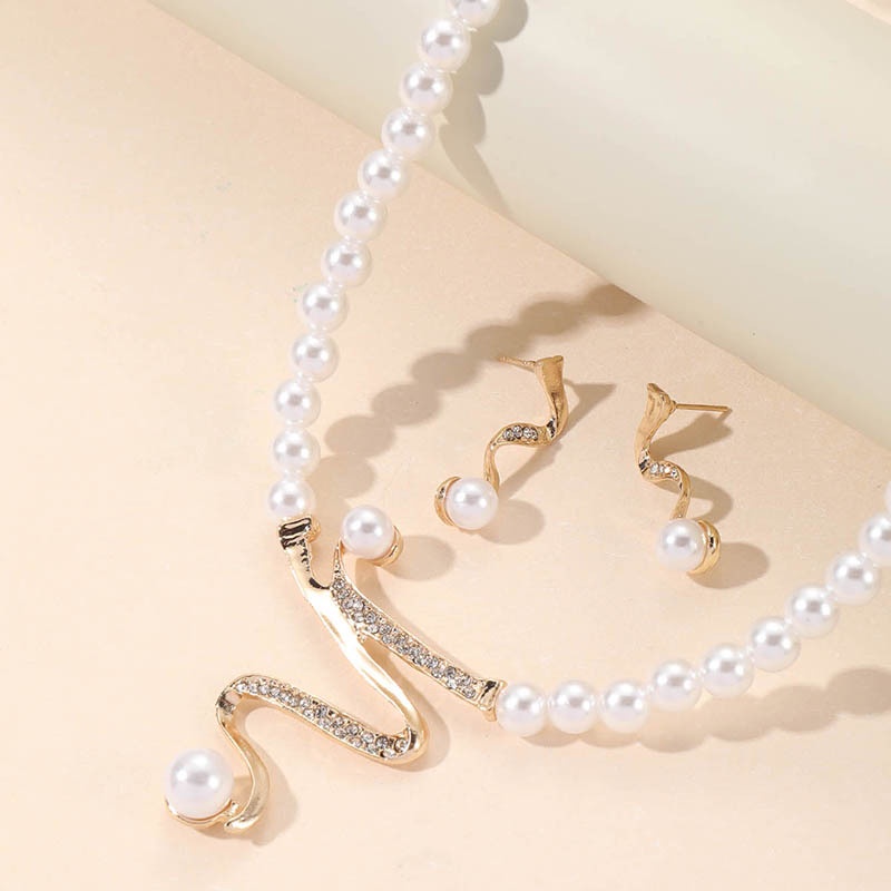 Set 3 Vòng cổ Và Đôi Khuyên Tai Đính Ngọc Trai Thời Trang Dành Cho Nữ