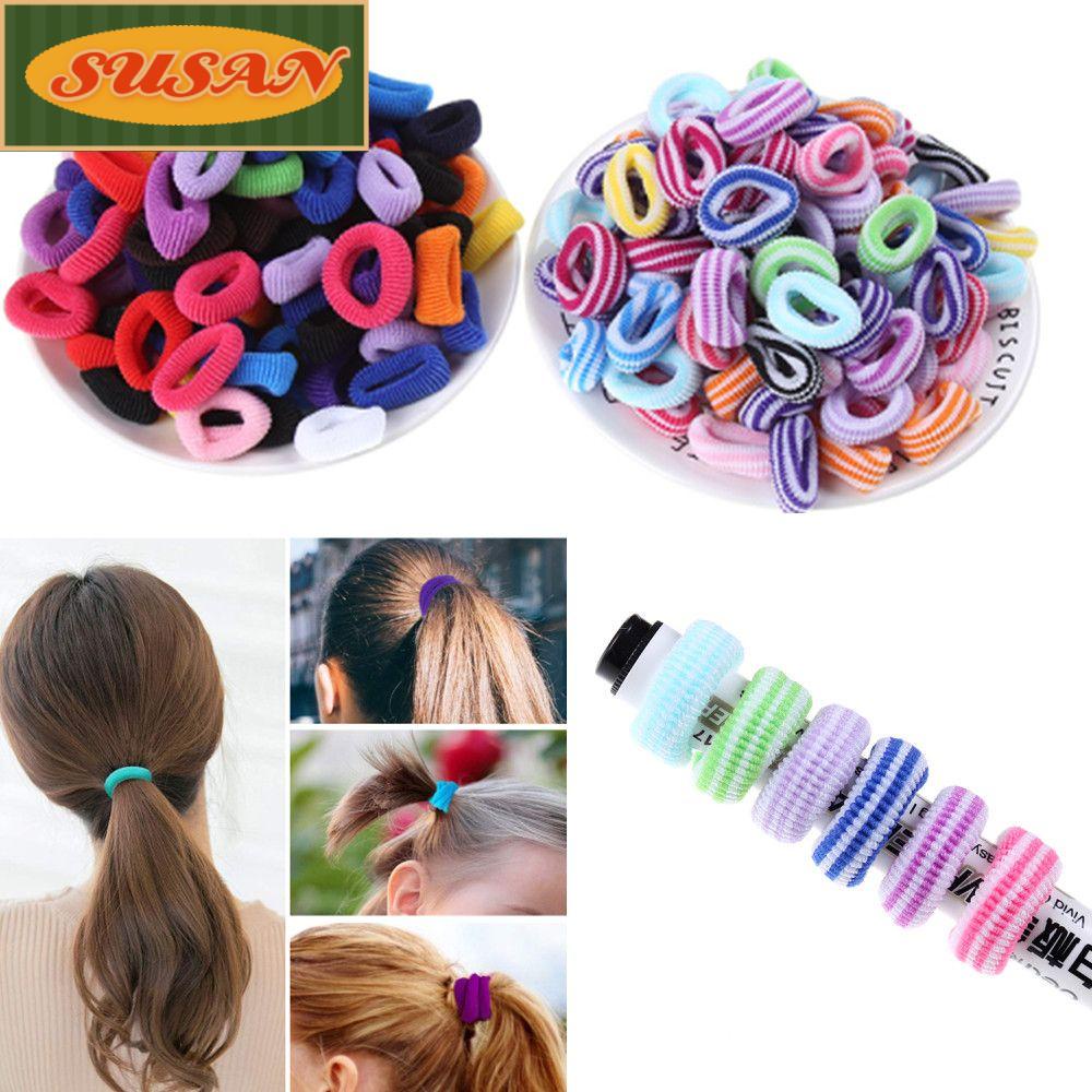 SUSANS Set 100 Dây Cột Tóc Co Giãn Nhiều Màu Sắc Đầy Cá Tính