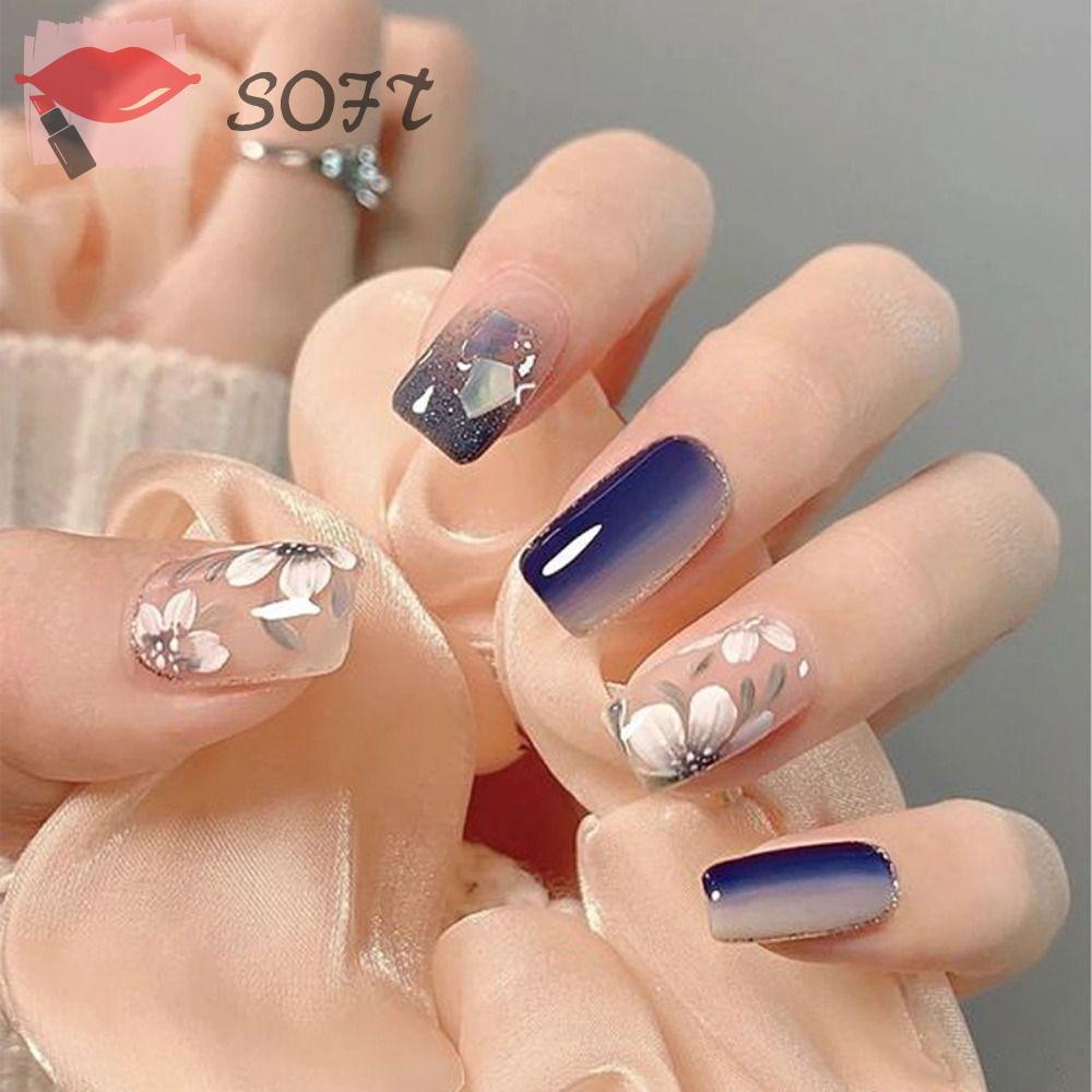 SOFTNESS Bộ Móng Tay Giả Che Phủ Toàn Diện Đầu Vuông