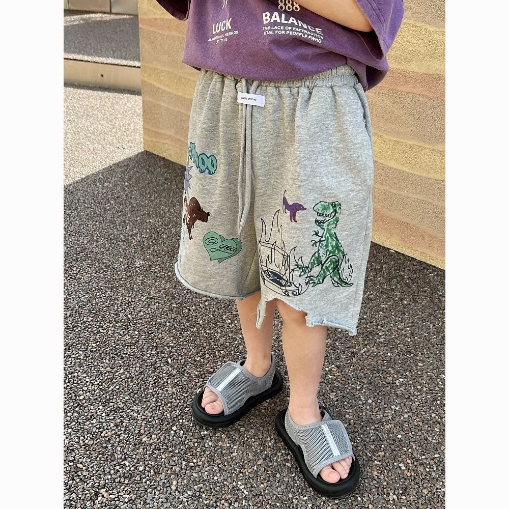 Quần Short Dáng Rộng Họa Tiết Khủng Long Phong Cách Mùa Hè Cho Bé Trai